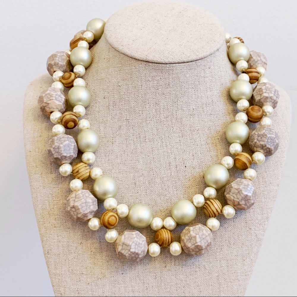 Lenora Dame Mixed Media Faux Pearl Necklace